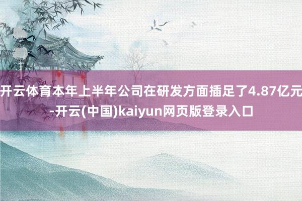 开云体育本年上半年公司在研发方面插足了4.87亿元-开云(中国)kaiyun网页版登录入口
