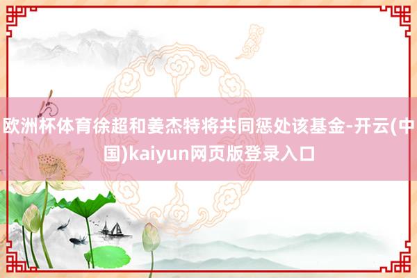 欧洲杯体育徐超和姜杰特将共同惩处该基金-开云(中国)kaiyun网页版登录入口