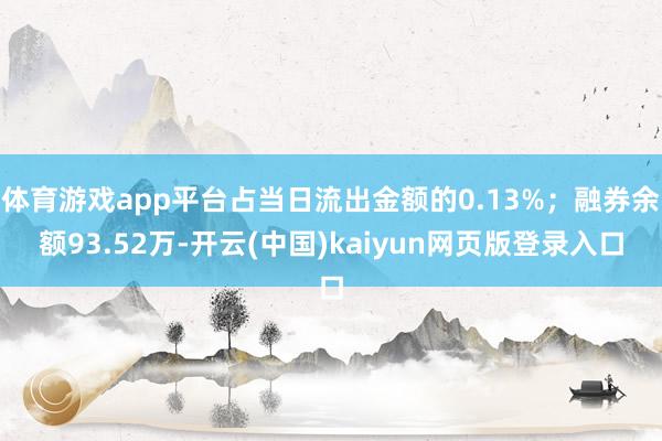 体育游戏app平台占当日流出金额的0.13%；融券余额93.52万-开云(中国)kaiyun网页版登录入口